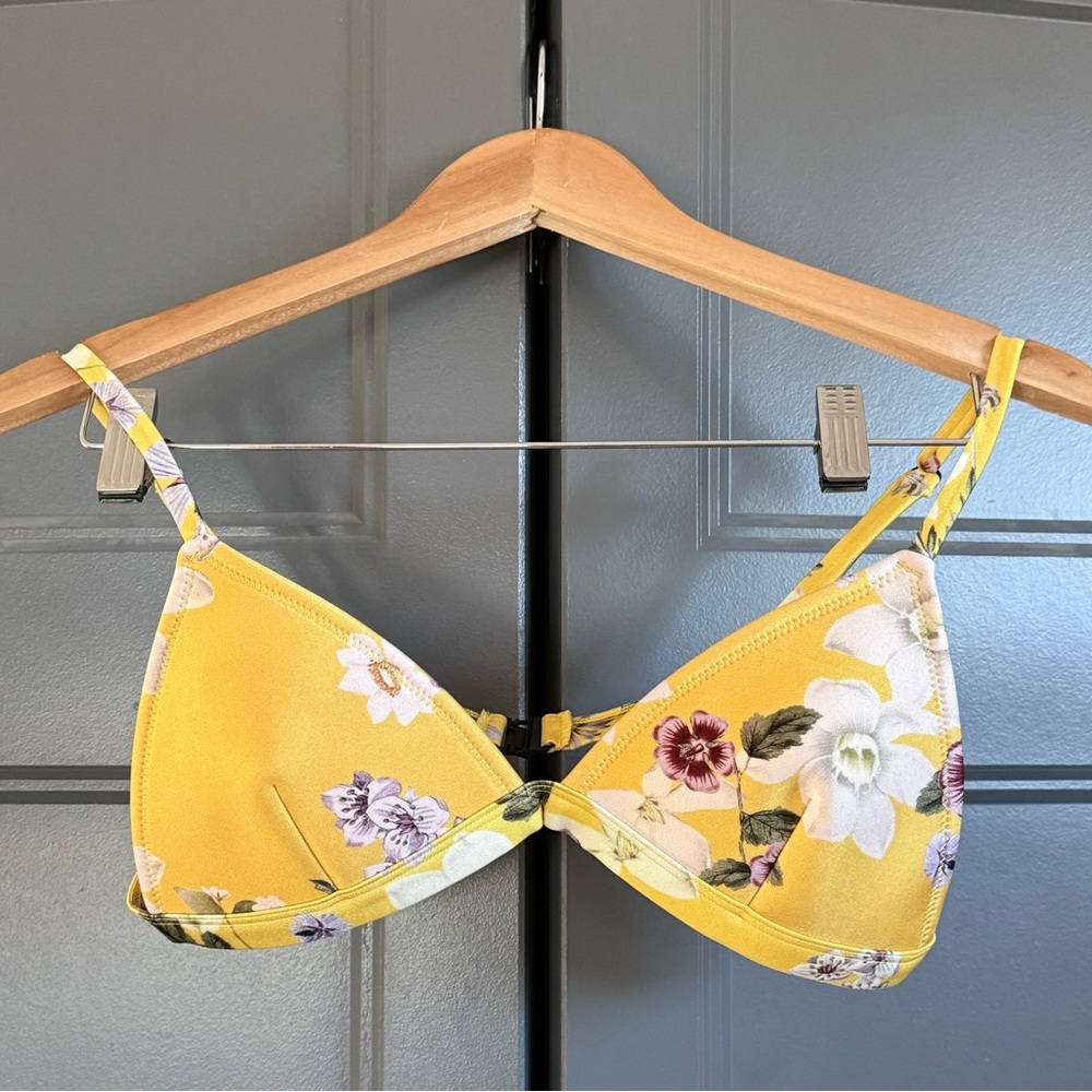 EUC Triangl original neoprene bikini top yellow floral